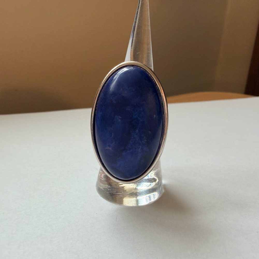 Dark Blue Oval Stone Ring - Picture 4 of 13